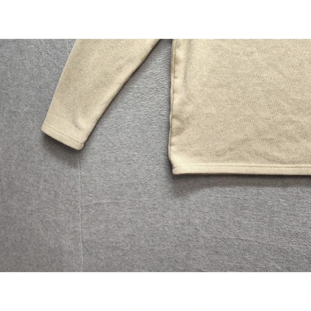 IZOD Men‎ Sweater L Tan Heather Therma Soft Fleece 1/4 Zip High Neck Pullover